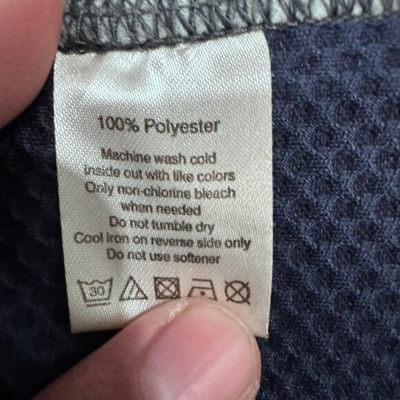 ALO Coolfit Zip Polo Shirt Men’s M Navy/Gray Mesh Panels Athletic Golf - Picture 8 of 8